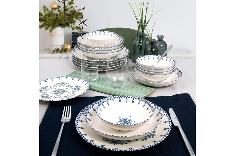 Subatan Tallerkensæt 24 Dele, Porcelæn/Hvid