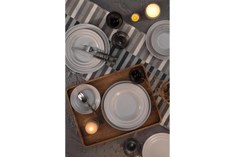 Tallerkensæt 24 stk - Beige - Husholdning - Servering & opdækning - Tallerkener - Servicesæt & tallerkner sæt