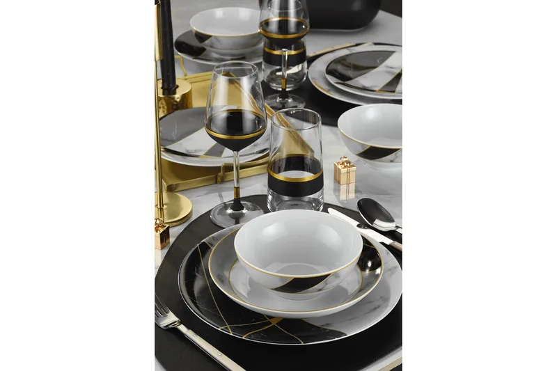 Tallerkensæt 24 stk - Flerfarvet - Husholdning - Servering & opdækning - Tallerkener - Servicesæt & tallerkner sæt