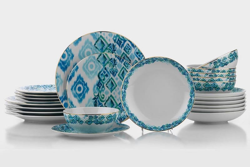 Tallerkensæt 24 stk, Flerfarvet