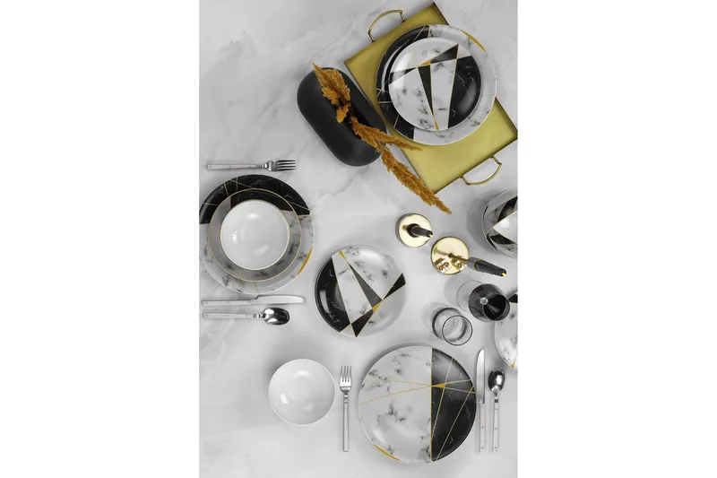 Tallerkensæt 24 stk - Flerfarvet - Husholdning - Servering & opdækning - Tallerkener - Servicesæt & tallerkner sæt