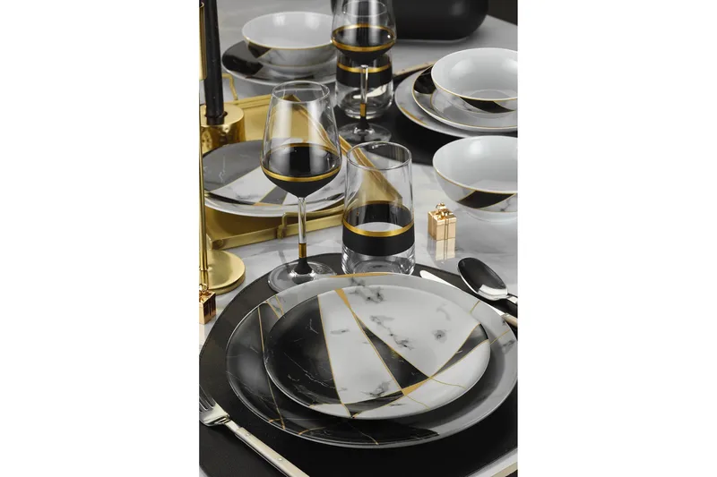 Tallerkensæt 24 stk - Flerfarvet - Husholdning - Servering & opdækning - Tallerkener - Servicesæt & tallerkner sæt