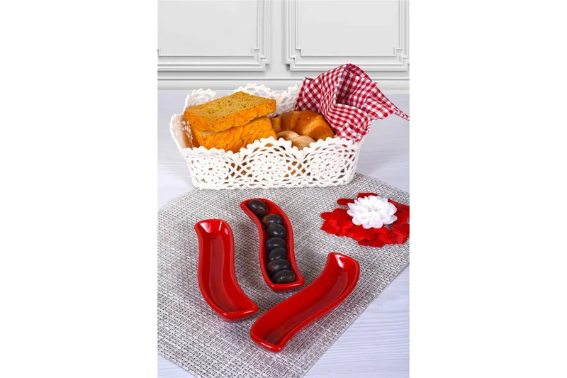 Tallerkensæt 3 stk - Rød - Husholdning - Servering & opdækning - Tallerkener - Servicesæt & tallerkner sæt