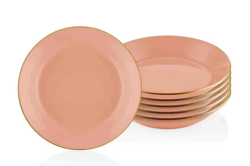 Tallerkensæt 6 stk - Lakslyserød - Husholdning - Servering & opdækning - Tallerkener - Servicesæt & tallerkner sæt