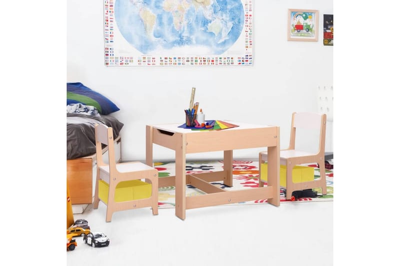 børnebord med 2 stole MDF - Brun - Møbler - Børnemøbler - Børneborde