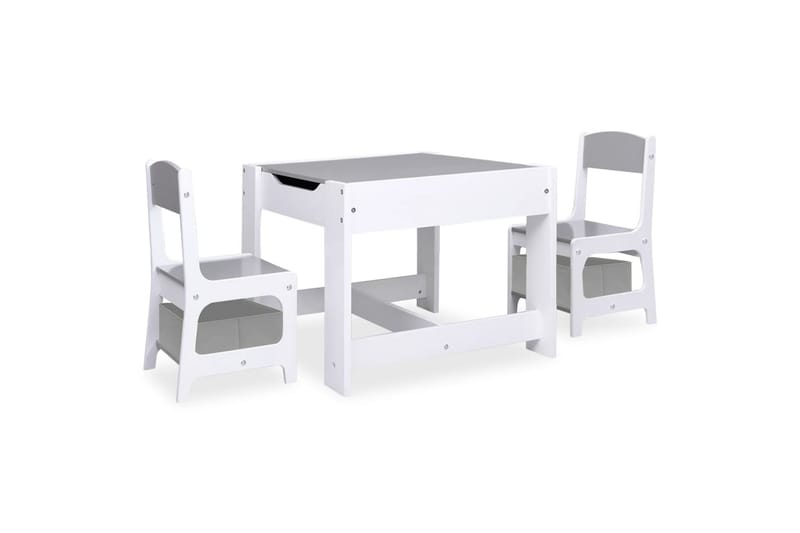 børnebord med 2 stole MDF hvid - Hvid - Møbler - Børnemøbler - Børneborde