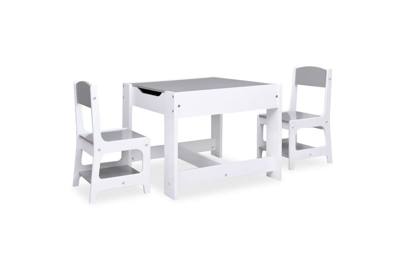 børnebord med 2 stole MDF hvid - Hvid - Møbler - Børnemøbler - Børneborde