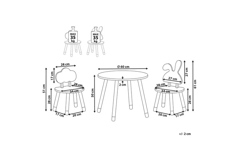 Børnebord med stole Robin - Møbler - Børnemøbler - Børneborde - Børnebord og stole