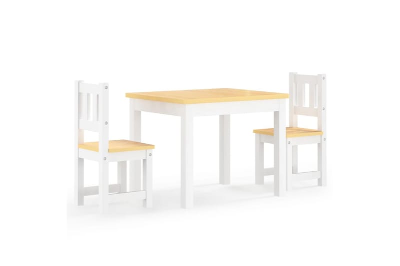 bord- og stolesæt til børn 3 dele MDF hvid og beige - Hvid - Møbler - Børnemøbler - Børneborde