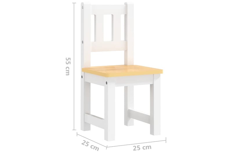 bord- og stolesæt til børn 3 dele MDF hvid og beige - Hvid - Møbler - Børnemøbler - Børneborde
