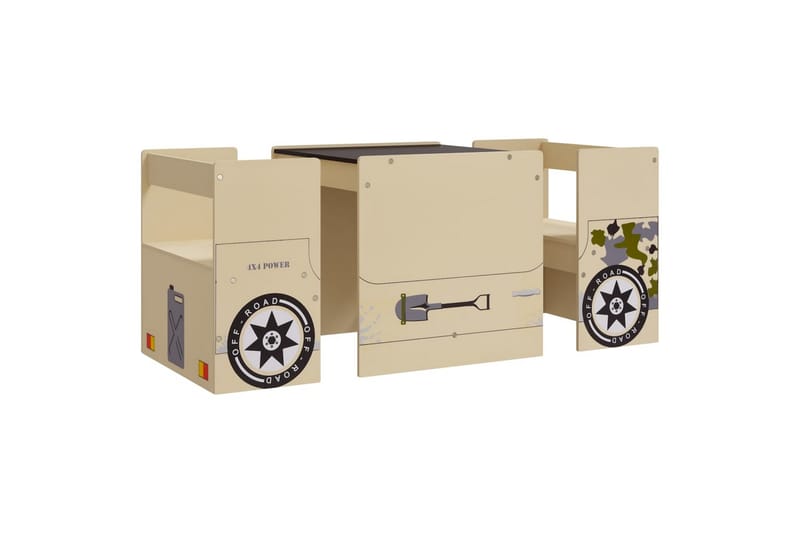 bord- og stolesæt til børn 3 dele offroad bil-design MDF - Beige - Møbler - Børnemøbler - Børneborde
