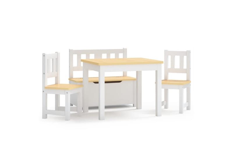 bord- og stolesæt til børn 4 dele MDF hvid og beige - Hvid - Møbler - Børnemøbler - Børneborde