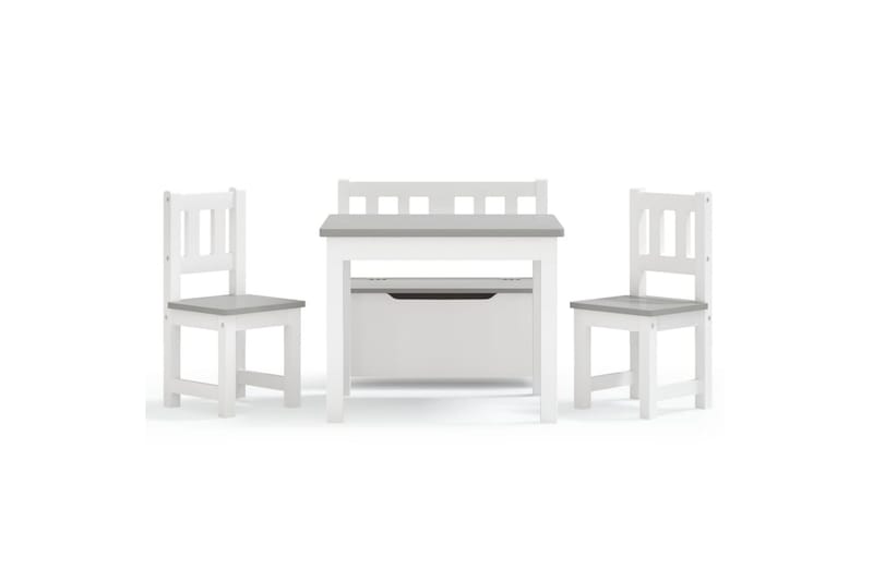 bord- og stolesæt til børn 4 dele MDF hvid og grå - Hvid - Børneborde
