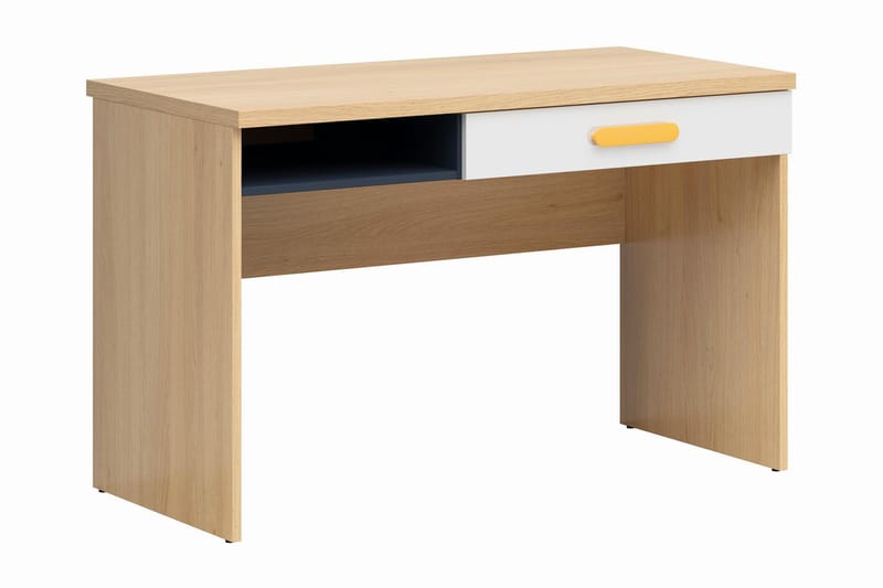 Natuli Børneskrivebord 120 cm - Natur / hvid / gul - Skrivebord børn