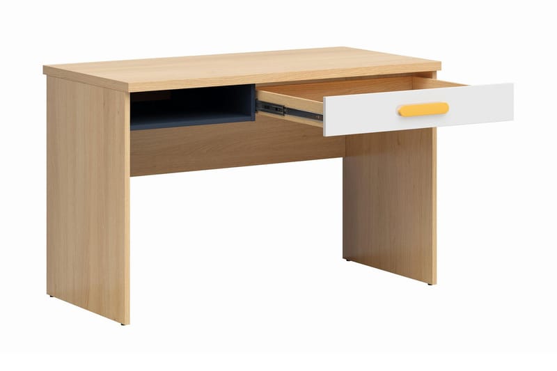 Natuli Børneskrivebord 120 cm - Natur / hvid / gul - Skrivebord børn
