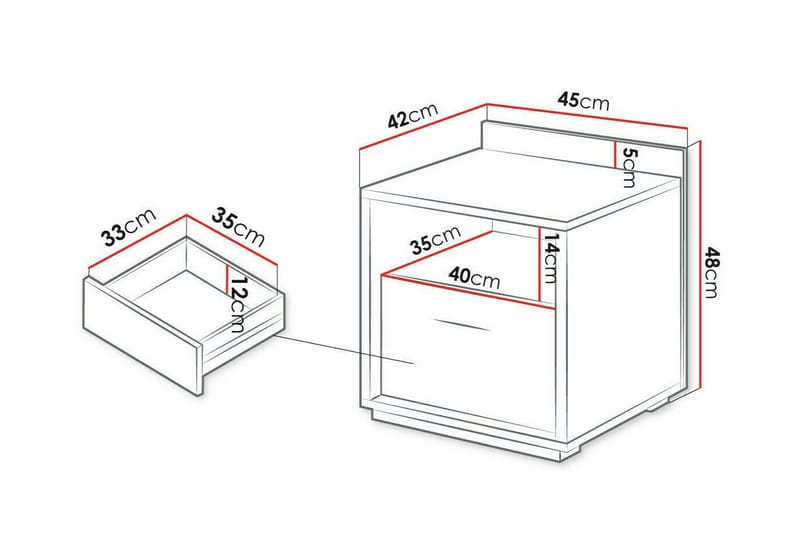 Rathmore Børnesengebord 47 cm - Sort - Møbler - Børnemøbler - Børneborde - Sengebord børn