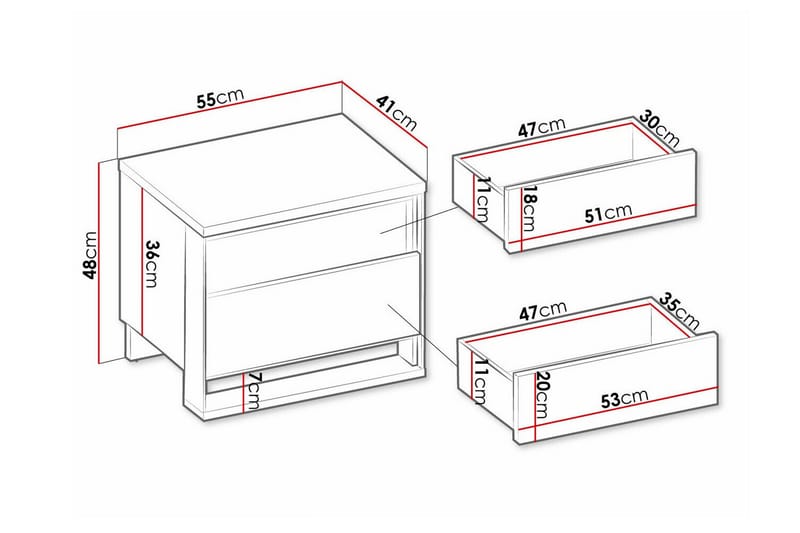 Rathmore Børnesengebord 48 cm - Sort - Møbler - Børnemøbler - Børneborde - Sengebord børn