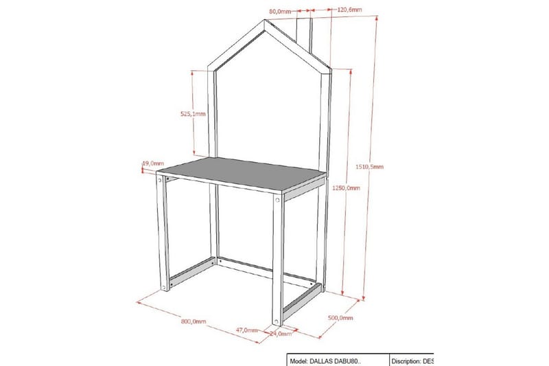 Skrivebord Dallas Antracit - Antracit - Møbler - Børnemøbler - Børneborde - Skrivebord børn