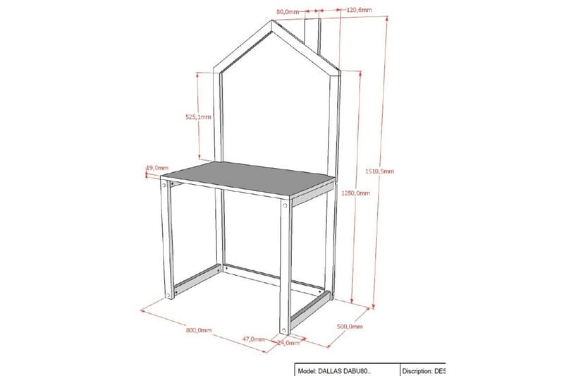 Skrivebord Dallas Hvid - Hvid - Møbler - Børnemøbler - Børneborde - Skrivebord børn