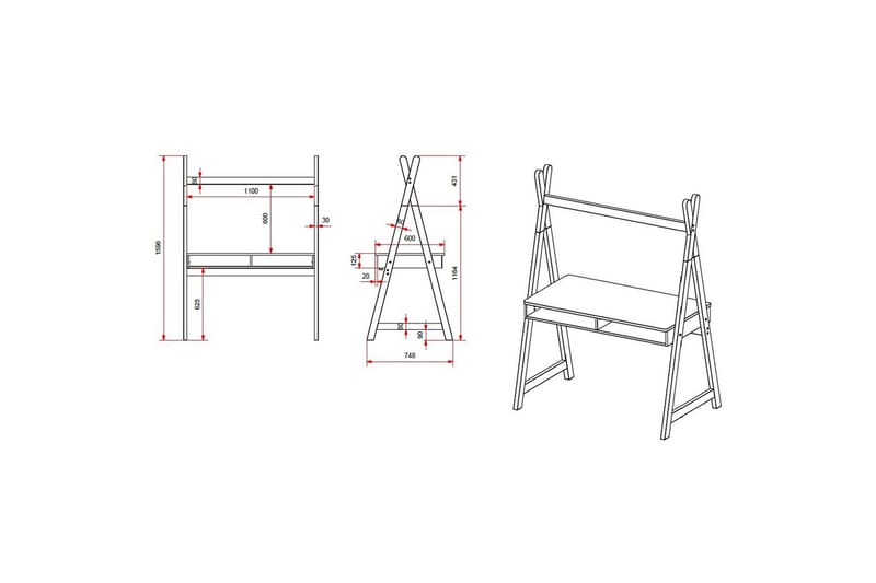 Skrivebord med tag Kiddy - Møbler - Børnemøbler - Børneborde - Skrivebord børn
