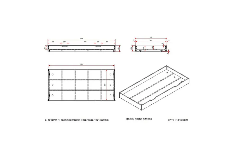 UnderBed Fritz Naturlig - Naturlig - Møbler - Børnemøbler - Børneborde - Sengebord børn