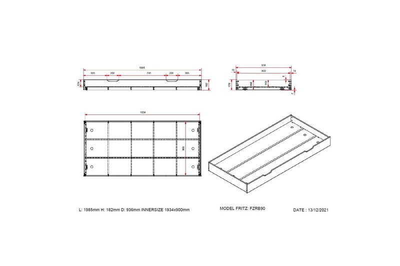 UnderBed Fritz Naturlig - Naturlig - Møbler - Børnemøbler - Børneborde - Sengebord børn