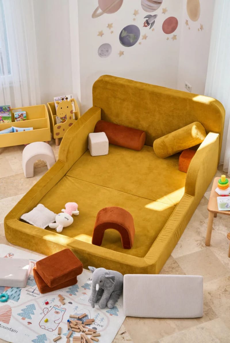 Børneseng Atelier Del Sofa Funbed Double (115 x 90 x 210 cm) Sennep - Sennep - Møbler - Børnemøbler - Børneseng & juniorseng