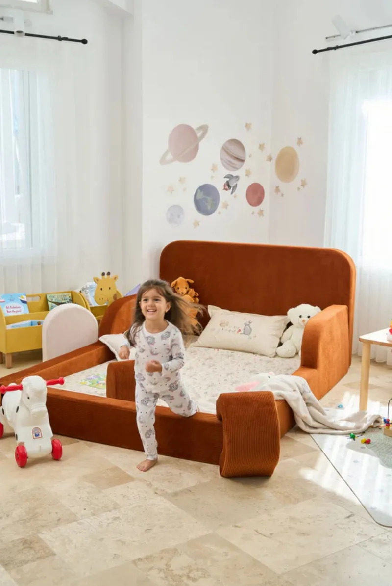 Børneseng Atelier Del Sofa Funbed Double (115 x 90 x 210 cm) Tile Red - Tile Red - Møbler - Børnemøbler - Børneseng & juniorseng