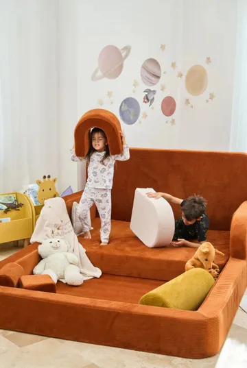 Børneseng Atelier Del Sofa Funbed Double (115 x 90 x 210 cm) Tile Red - Tile Red - Møbler - Børnemøbler - Børneseng & juniorseng