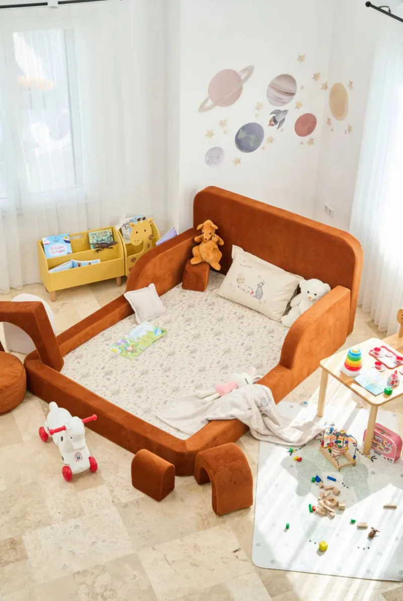 Børneseng Atelier Del Sofa Funbed Double (115 x 90 x 210 cm) Tile Red - Tile Red - Møbler - Børnemøbler - Børneseng & juniorseng