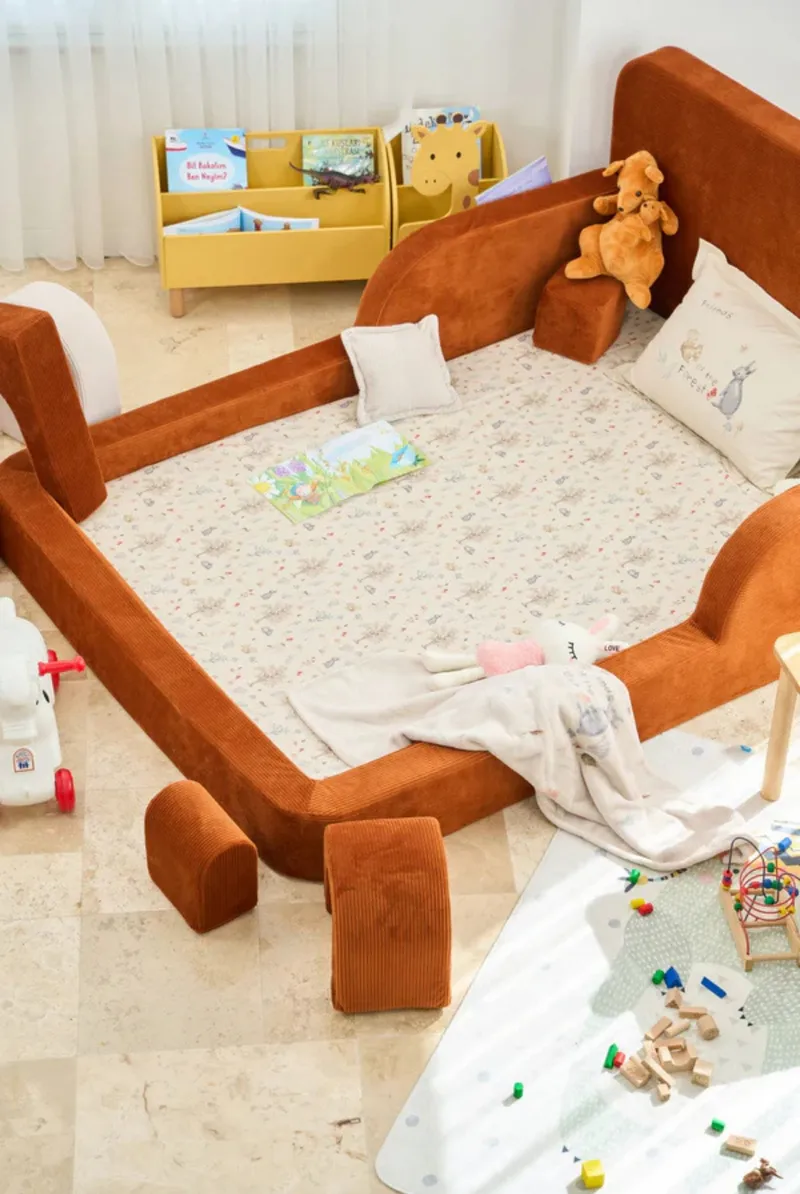 Børneseng Atelier Del Sofa Funbed Double (115 x 90 x 210 cm) Tile Red - Tile Red - Møbler - Børnemøbler - Børneseng & juniorseng