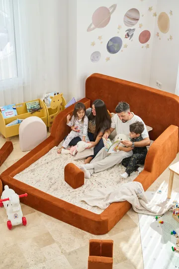 Børneseng Atelier Del Sofa Funbed Double (115 x 90 x 210 cm) Tile Red - Tile Red - Møbler - Børnemøbler - Børneseng & juniorseng