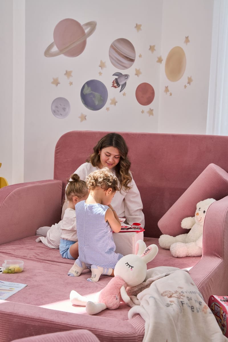 Børneseng Atelier Del Sofa Funbed Double (115 x 90 x 210 cm) Pink - Pink - Møbler - Børnemøbler - Børneseng & juniorseng