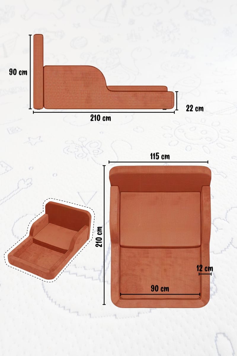 Børneseng Atelier Del Sofa Funbed Double (115 x 90 x 210 cm) Pink - Pink - Møbler - Børnemøbler - Børneseng & juniorseng