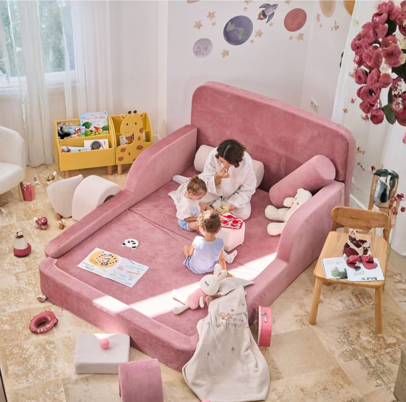 Børneseng Atelier Del Sofa Funbed Double (115 x 90 x 210 cm) Pink - Pink - Møbler - Børnemøbler - Børneseng & juniorseng