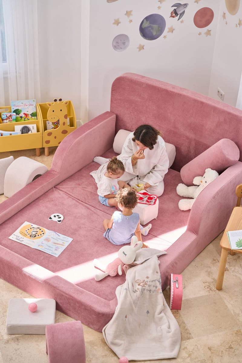 Børneseng Atelier Del Sofa Funbed Double (115 x 90 x 210 cm) Pink - Pink - Møbler - Børnemøbler - Børneseng & juniorseng