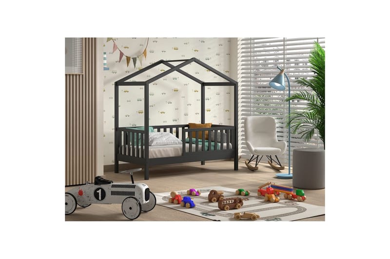 Børnehus Seng Dallas 70x140 cm Antracit - Antracit - Møbler - Børnemøbler - Børneseng & juniorseng