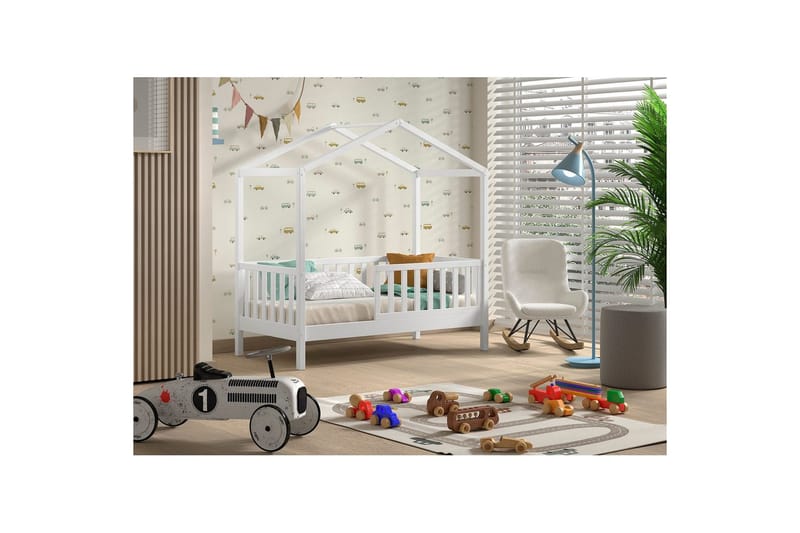 Børnehus Seng Dallas 70x140 cm Hvid - Hvid - Møbler - Børnemøbler - Børneseng & juniorseng