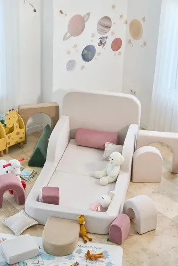 Børneseng Atelier Del Sofa Funbed Enkelt (90 x 90 x 210 cm) Creme - Creme - Møbler - Børnemøbler - Børneseng & juniorseng