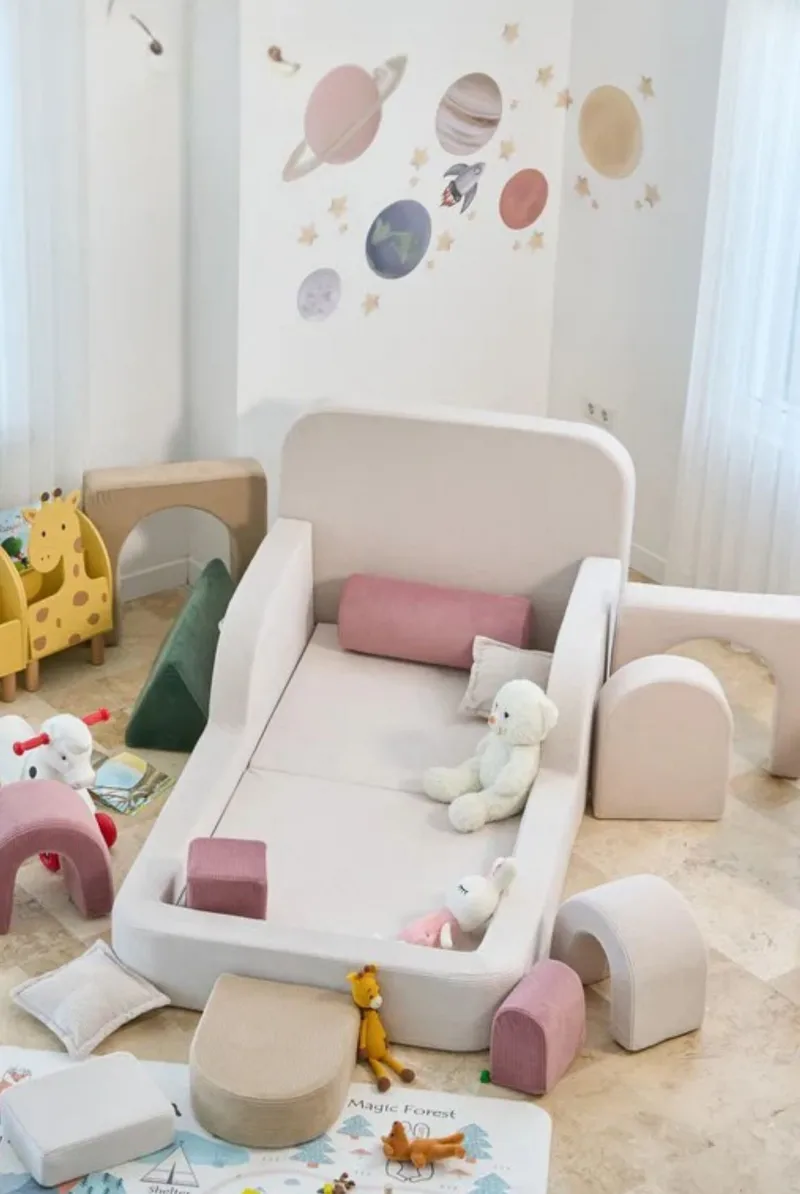 Børneseng Atelier Del Sofa Funbed Enkelt (90 x 90 x 210 cm) Creme - Creme - Møbler - Børnemøbler - Børneseng & juniorseng