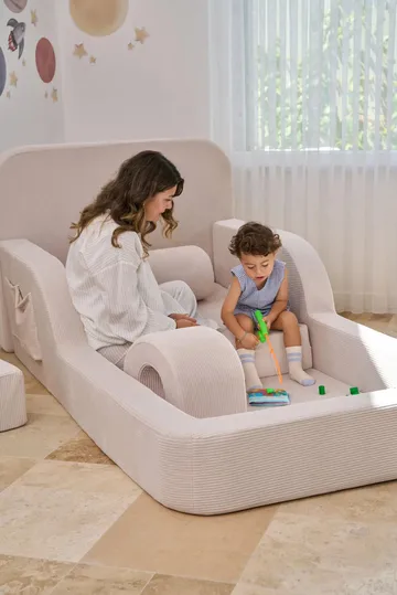 Børneseng Atelier Del Sofa Funbed Enkelt (90 x 90 x 210 cm) Creme - Creme - Møbler - Børnemøbler - Børneseng & juniorseng