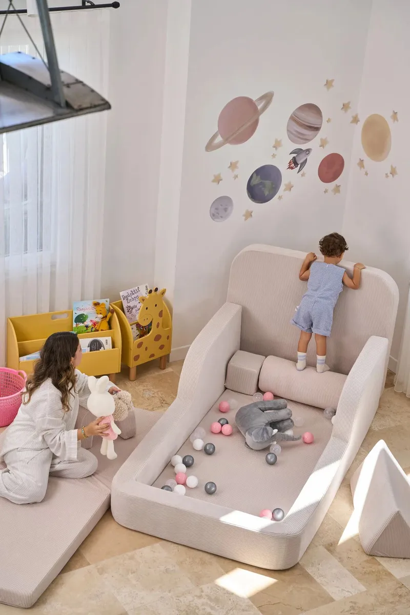 Børneseng Atelier Del Sofa Funbed Enkelt (90 x 90 x 210 cm) Creme - Creme - Møbler - Børnemøbler - Børneseng & juniorseng