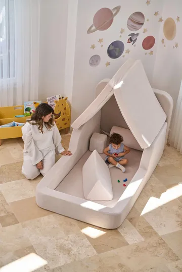 Børneseng Atelier Del Sofa Funbed Enkelt (90 x 90 x 210 cm) Creme - Creme - Møbler - Børnemøbler - Børneseng & juniorseng