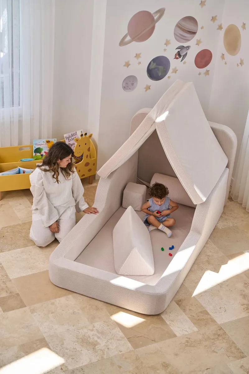 Børneseng Atelier Del Sofa Funbed Enkelt (90 x 90 x 210 cm) Creme - Creme - Møbler - Børnemøbler - Børneseng & juniorseng
