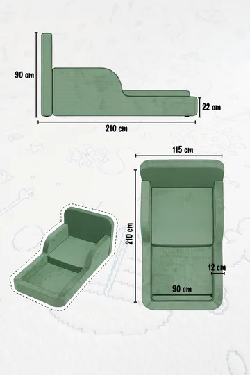 Børneseng Atelier Del Sofa Funbed Enkelt (90 x 90 x 210 cm) Grå - Grå - Møbler - Børnemøbler - Børneseng & juniorseng