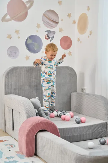 Børneseng Atelier Del Sofa Funbed Enkelt (90 x 90 x 210 cm) Grå - Grå - Møbler - Børnemøbler - Børneseng & juniorseng