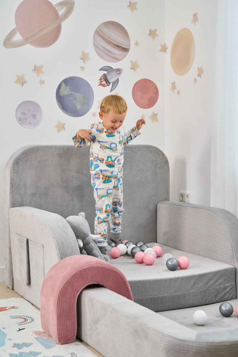 Børneseng Atelier Del Sofa Funbed Enkelt (90 x 90 x 210 cm) Grå - Grå - Møbler - Børnemøbler - Børneseng & juniorseng