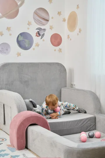 Børneseng Atelier Del Sofa Funbed Enkelt (90 x 90 x 210 cm) Grå - Grå - Møbler - Børnemøbler - Børneseng & juniorseng