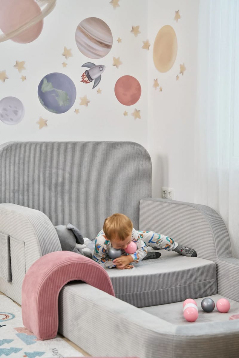 Børneseng Atelier Del Sofa Funbed Enkelt (90 x 90 x 210 cm) Grå - Grå - Møbler - Børnemøbler - Børneseng & juniorseng