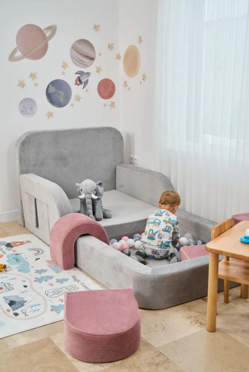 Børneseng Atelier Del Sofa Funbed Enkelt (90 x 90 x 210 cm) Grå - Grå - Møbler - Børnemøbler - Børneseng & juniorseng